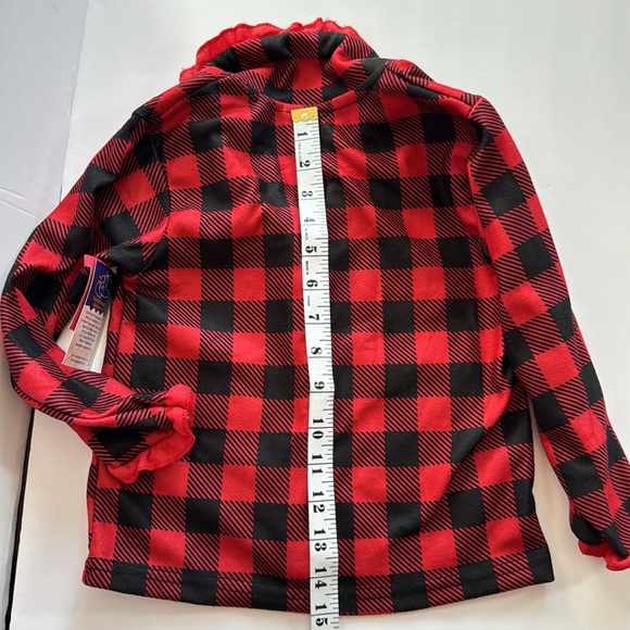 PJ’S & Presents red trimmed pajama top shirt Size 3T flannel Christmas Santa - Picture 5 of 10